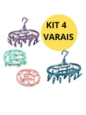 Kit 4 Varais Portáteis Oval com 18 Prendedores