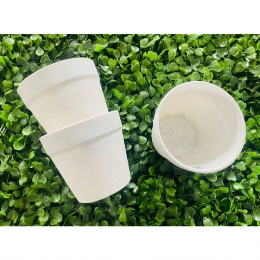 Kit 3 Vasinhos Plástico Branco