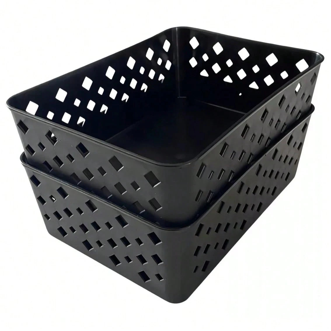 Kit 2 Cestos Empilháveis Pretos