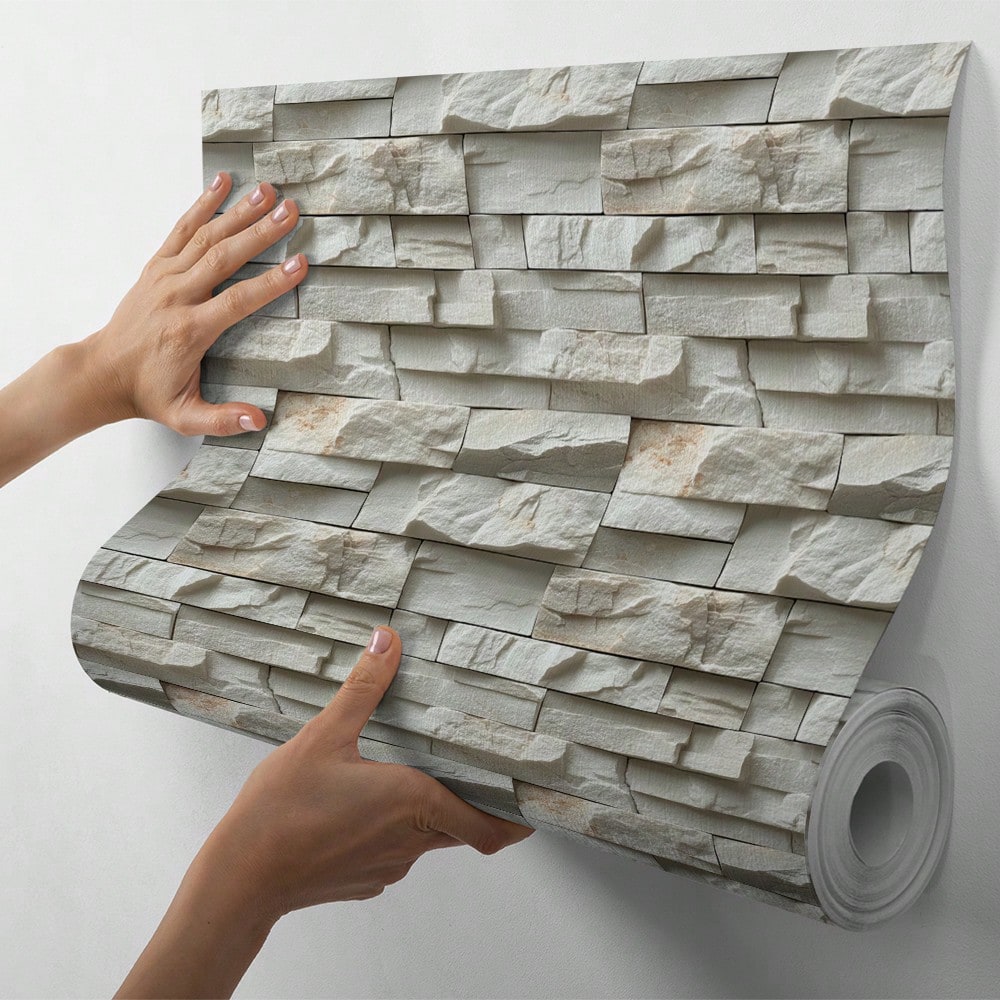 Papel de Parede Adesivo Efeito Tijolinho Cinza