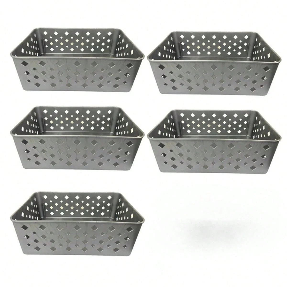 Kit 5 Cestos Organizadores Cinza 19x13x7cm