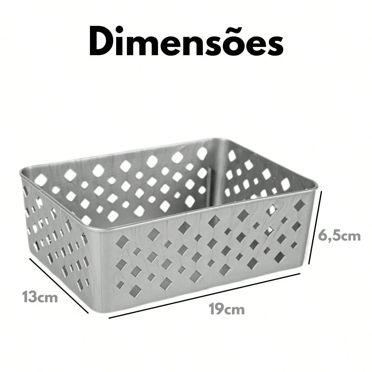 Kit 5 Cestos Organizadores Cinza 19x13x7cm