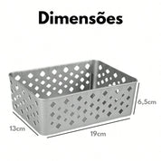 Kit 5 Cestos Organizadores Cinza 19x13x7cm