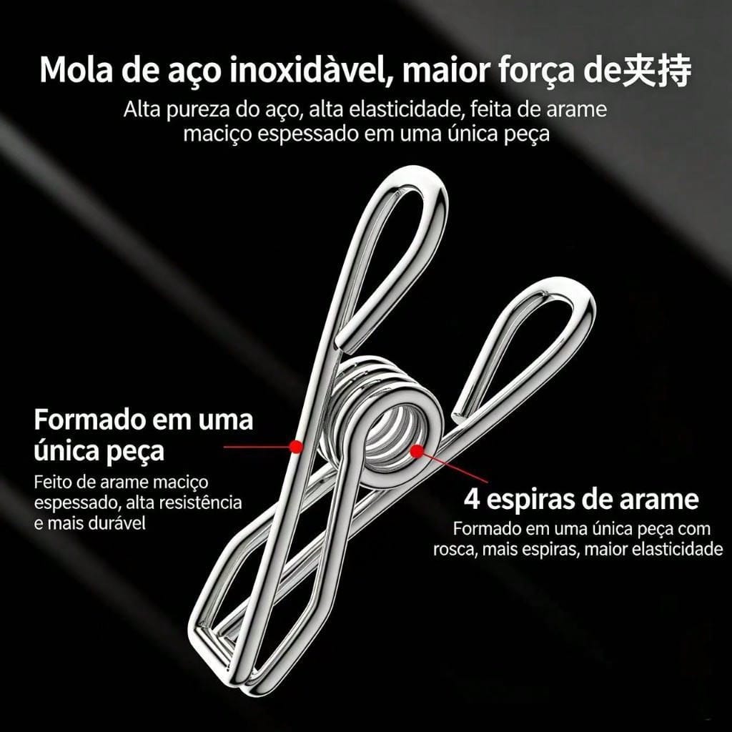 Varal Quadrado com Prendedores de Aço Inoxidável
